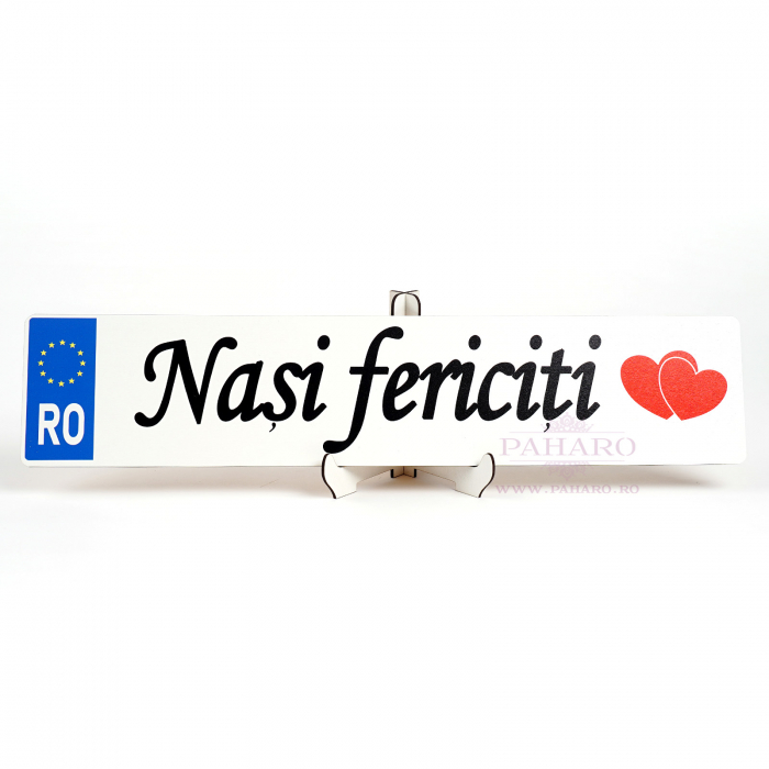 Plăcuță Număr Auto "Nași fericiti" [2]