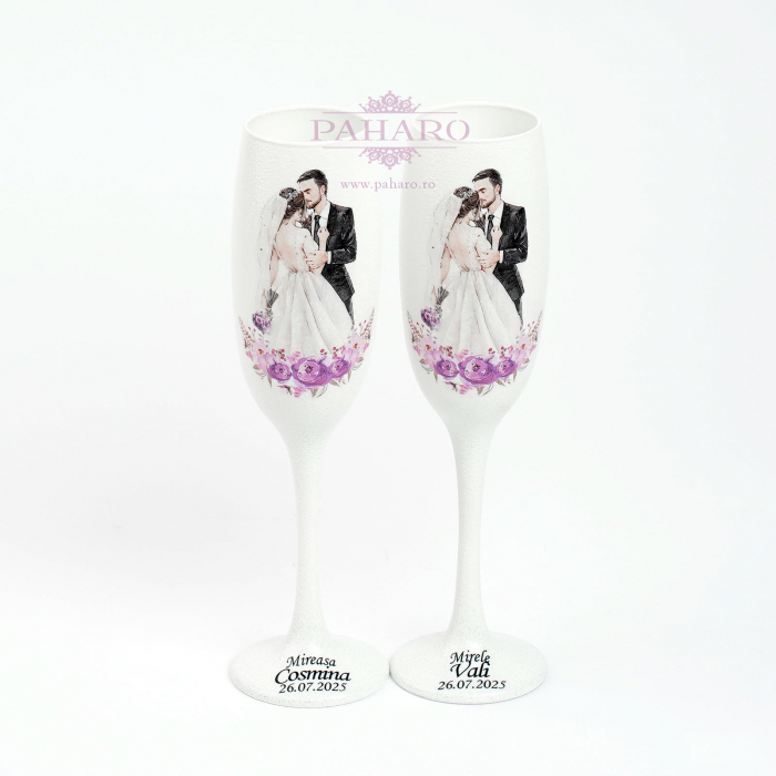 Pahare pentru miri FLORAL - PM 101A - Mov [4]