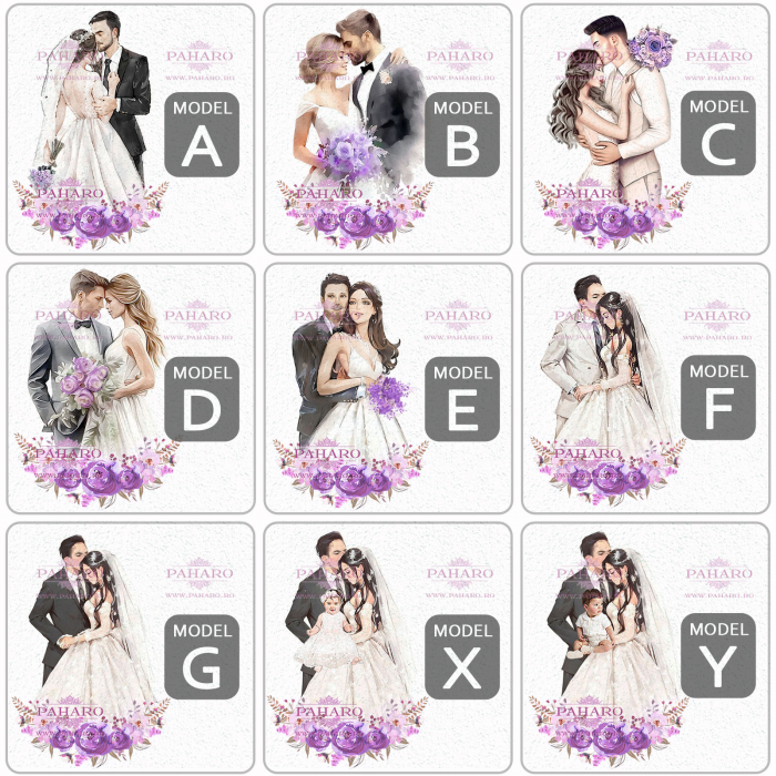 Pahare pentru miri FLORAL - PM 101A - Mov [2]