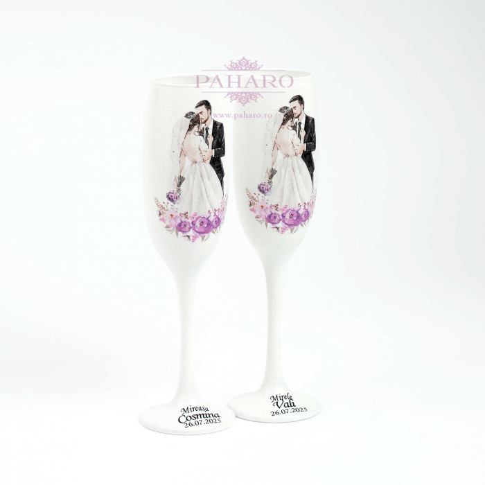 Pahare pentru miri FLORAL - PM 101A - Mov [5]