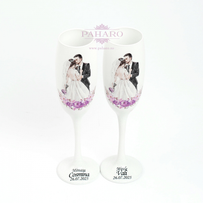 Pahare pentru miri FLORAL - PM 101A - Mov [6]