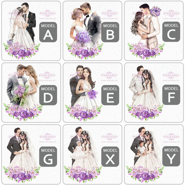 Pahare pentru miri FLORAL - PM 101D - Mov [2]