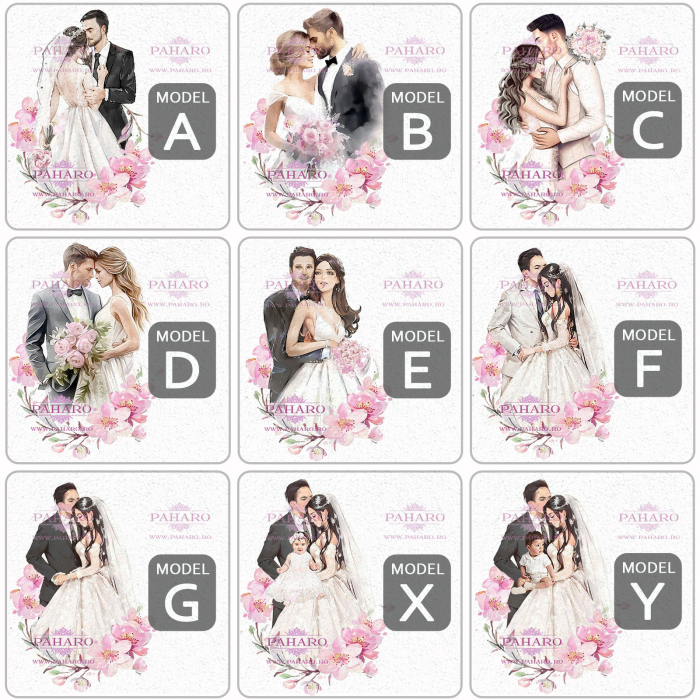 Pahare pentru miri FLORAL - PM 201A - Roz [2]