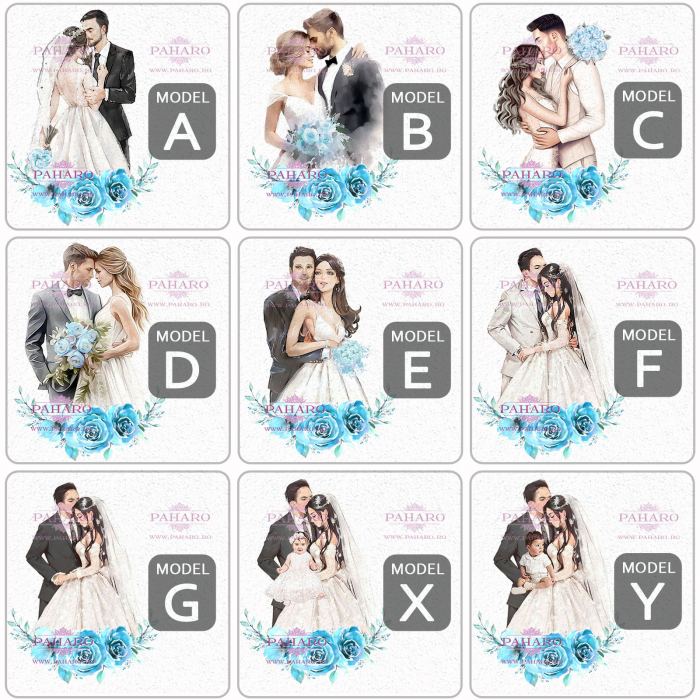 Pahare pentru miri FLORAL - PM 301A - Albastru [2]