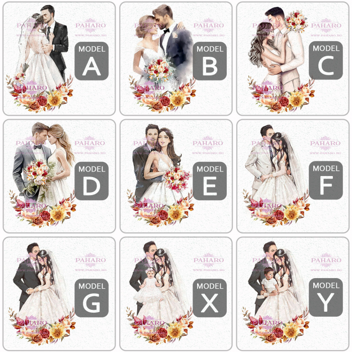 Pahare pentru miri FLORAL - PM 5X7A - Rosu & Galben [2]