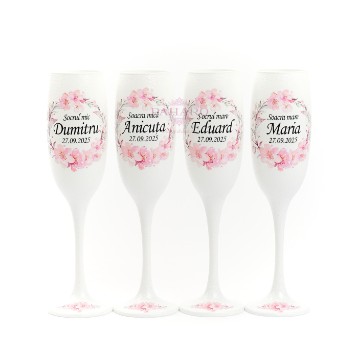 Pahare pentru socrii FLORAL - PS 201B - Roz [1]