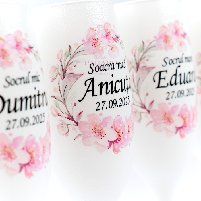 Pahare pentru socrii FLORAL - PS 201B - Roz [5]