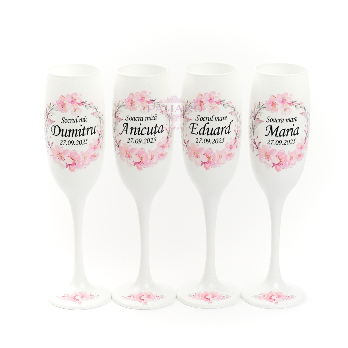 Pahare pentru socrii FLORAL - PS 201B - Roz [3]