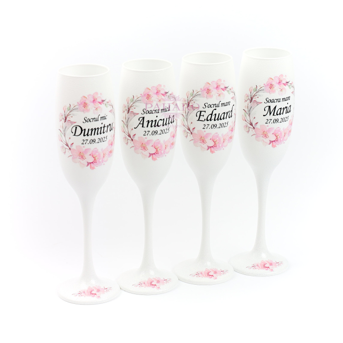 Pahare pentru socrii FLORAL - PS 201B - Roz [2]