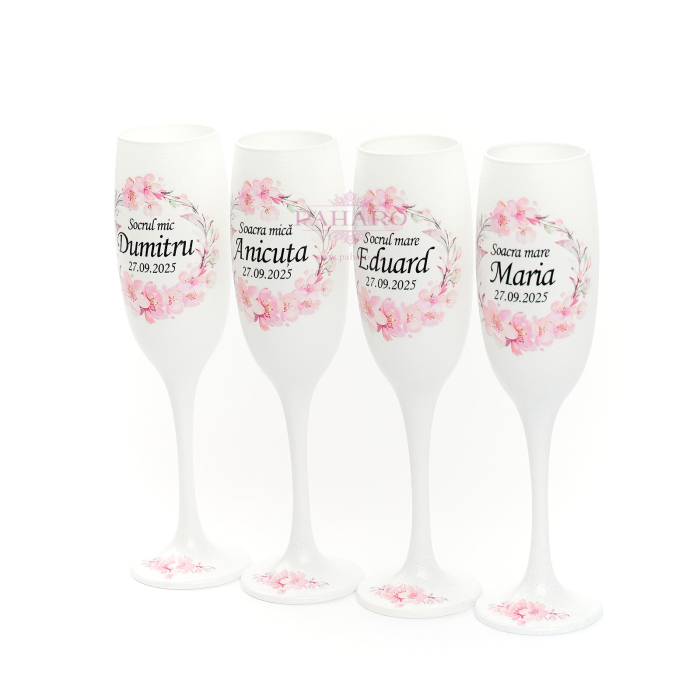 Pahare pentru socrii FLORAL - PS 201B - Roz [4]