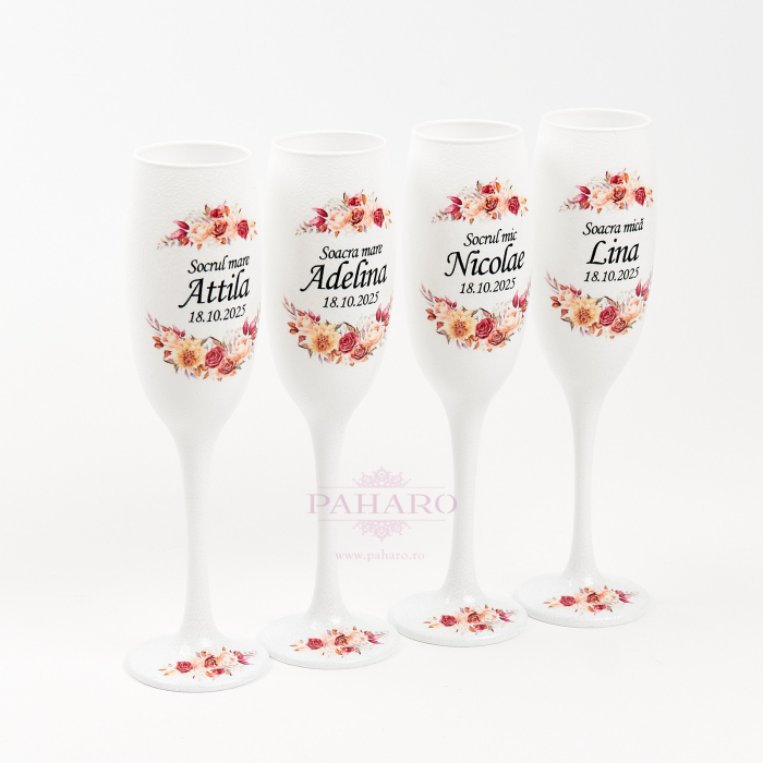 Pahare pentru socrii FLORAL - PS 5X7B - Rosu & Galben [2]