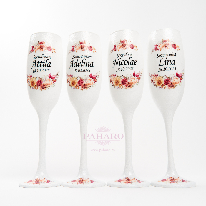 Pahare pentru socrii FLORAL - PS 5X7B - Rosu & Galben [5]