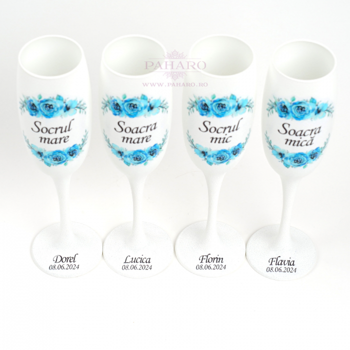 Pahare pentru socrii FLORAL - PS 301C - Albastru [4]