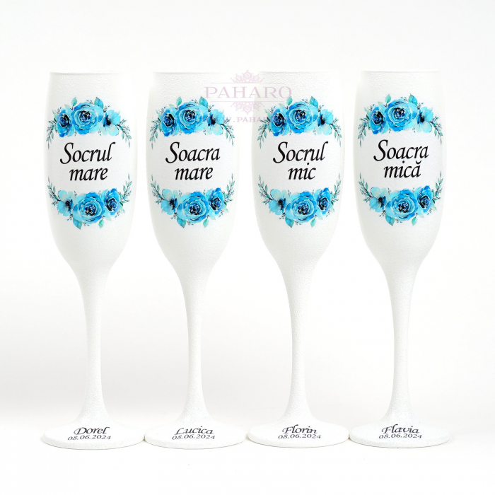 Pahare pentru socrii FLORAL - PS 301C - Albastru [1]