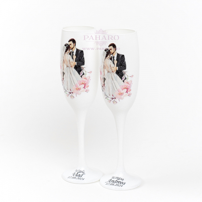 Pahare pentru miri FLORAL - PM 201A - Roz [5]