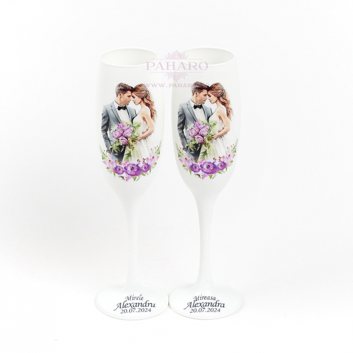 Pahare pentru miri FLORAL - PM 101D - Mov [4]