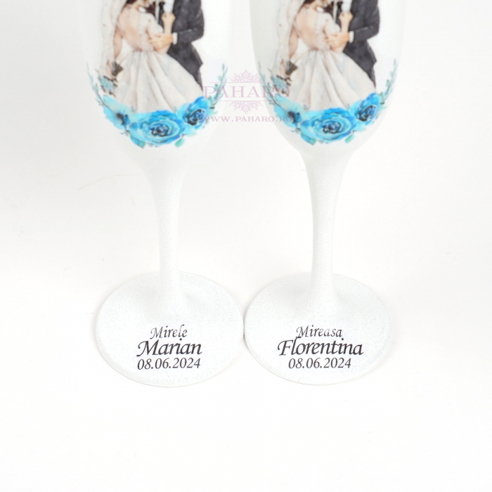 Pahare pentru miri FLORAL - PM 301A - Albastru [6]