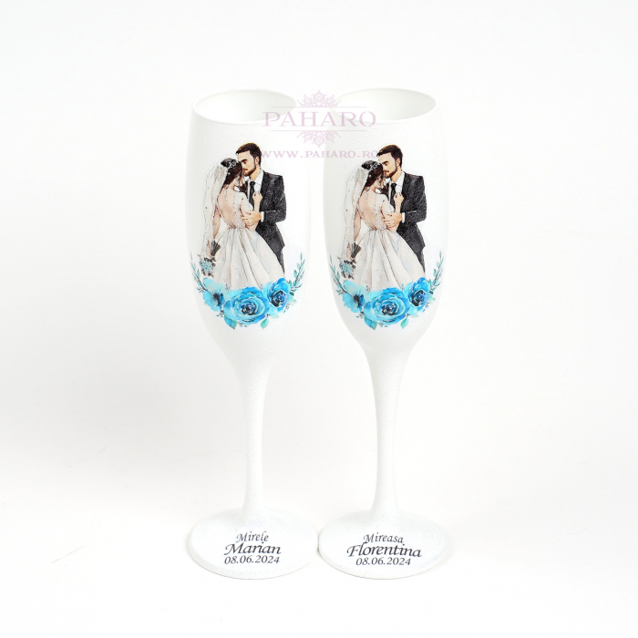 Pahare pentru miri FLORAL - PM 301A - Albastru [4]