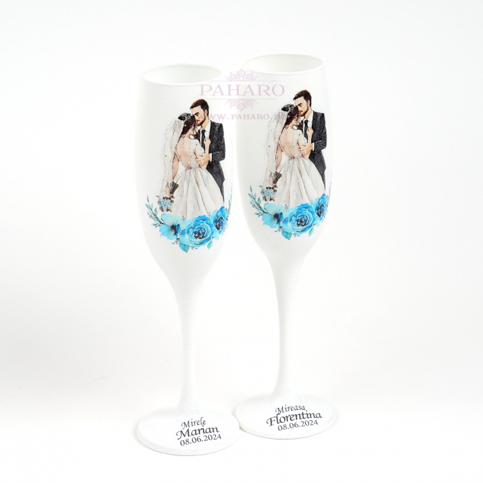 Pahare pentru miri FLORAL - PM 301A - Albastru [3]