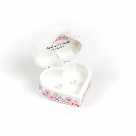 Cutie Verighete Inimă FLORAL - 201A - Roz [3]