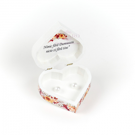 Cutie Verighete Inimă  FLORAL - 5X7B - Rosu Galben [3]