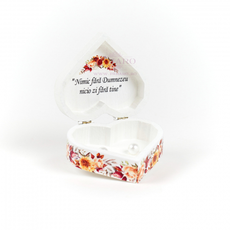 Cutie Verighete Inimă  FLORAL - 5X7B - Rosu Galben [1]