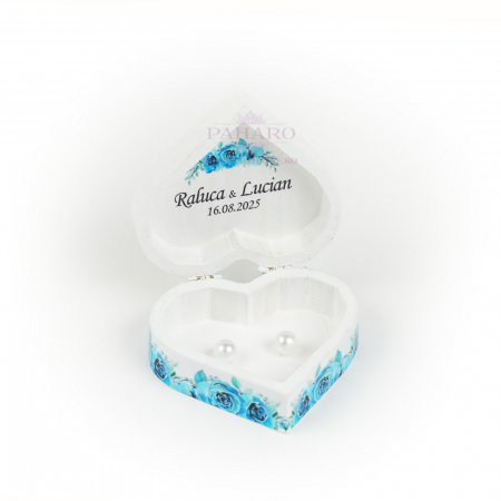 Cutie Verighete Inimă FLORAL - 301A  - Albastru [3]