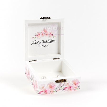 Cutie Verighete Pătrată  FLORAL - 201A - Roz [3]