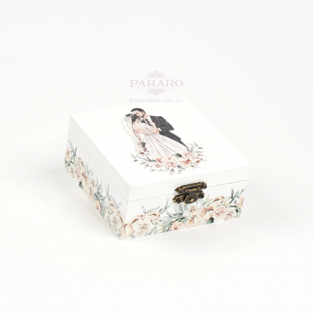 Cutie Verighete Pătrată  FLORAL - 601A - Crem [2]