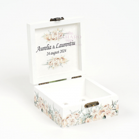 Cutie Verighete Pătrată  FLORAL - 601A - Crem [1]
