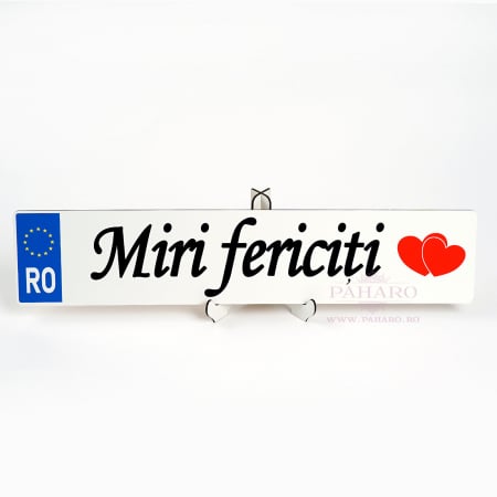 ACCESORII NUNTĂ - Plăcuță Număr Auto "Miri fericiti"