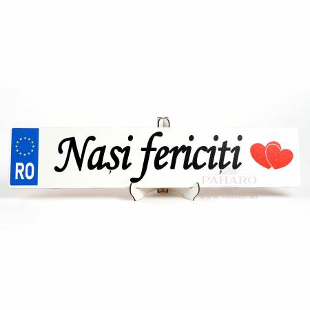 Plăcuță Număr Auto "Nași fericiti" [1]