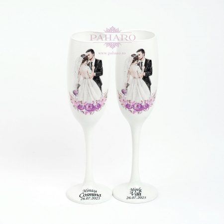 Pahare pentru miri FLORAL - PM 101A - Mov [3]