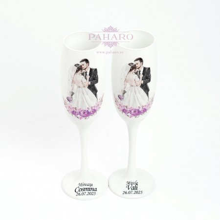 Pahare pentru miri FLORAL - PM 101A - Mov [5]