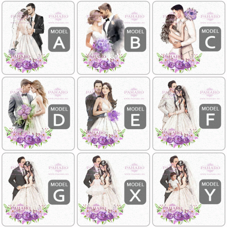 Pahare pentru miri FLORAL - PM 101D - Mov [1]