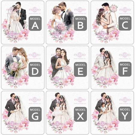 Pahare pentru miri FLORAL - PM 201A - Roz [1]