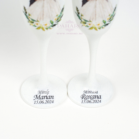 Pahare pentru miri FLORAL - PM 402G - Verde [5]