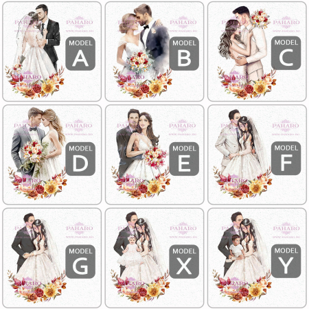 Pahare pentru miri FLORAL - PM 5X7A - Rosu & Galben [1]