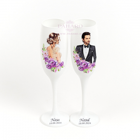 Pahare pentru nași FLORAL - PN 101A - Mov [2]