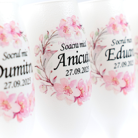 Pahare pentru socrii FLORAL - PS 201B - Roz [4]