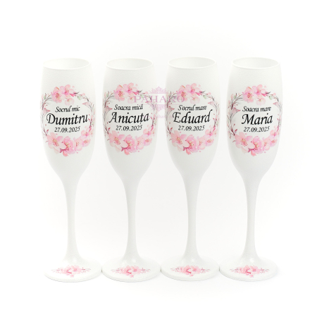 Pahare pentru socrii FLORAL - PS 201B - Roz [2]