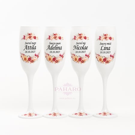 Pahare pentru socrii FLORAL - PS 5X7B - Rosu & Galben