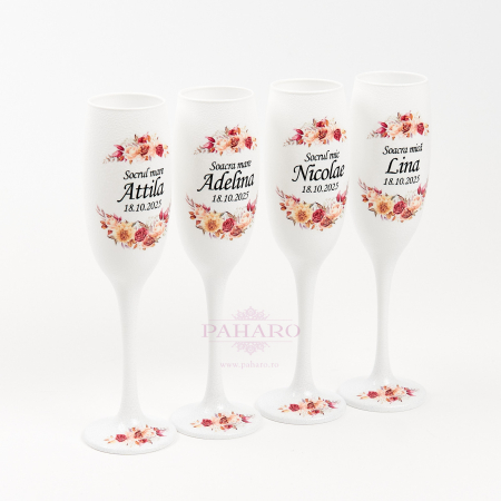 Pahare pentru socrii FLORAL - PS 5X7B - Rosu & Galben [1]