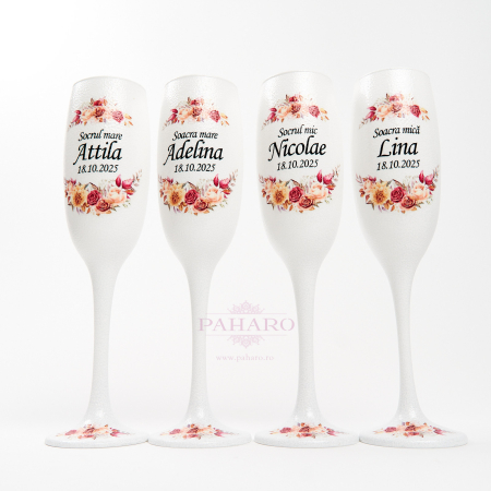 Pahare pentru socrii FLORAL - PS 5X7B - Rosu & Galben [4]