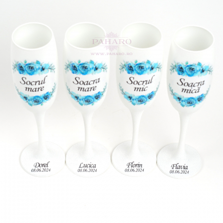 Pahare pentru socrii FLORAL - PS 301C - Albastru [3]