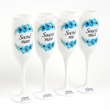 Pahare pentru socrii FLORAL - PS 301C - Albastru [1]