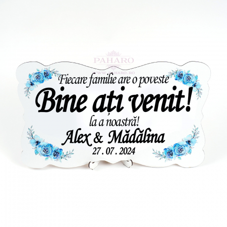 ACCESORII NUNTĂ - Panou Personalizat  „ Bine ați venit !” - 301 T1 - Albastru