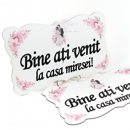PANOU - BINE ATI VENIT - Set 2 Panouri „ Bine ați venit !”  201 A - Roz