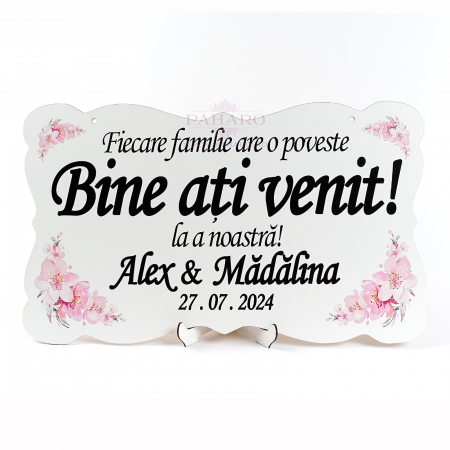 PANOU - BINE ATI VENIT - Panou Personalizat  „ Bine ați venit !” - 201 T1 - Roz