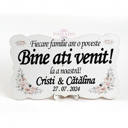 ACCESORII NUNTĂ - Panou Personalizat  „ Bine ați venit !” - 601 T1 - Crem